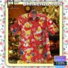 Winnie-the-Pooh Christmas Snow Flowers Red Button-down Shirts