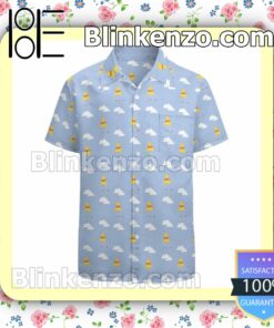 Winnie the Pooh Cloudy Raindrop Pattern Summer Hawaiian Shirt, Mens Shorts