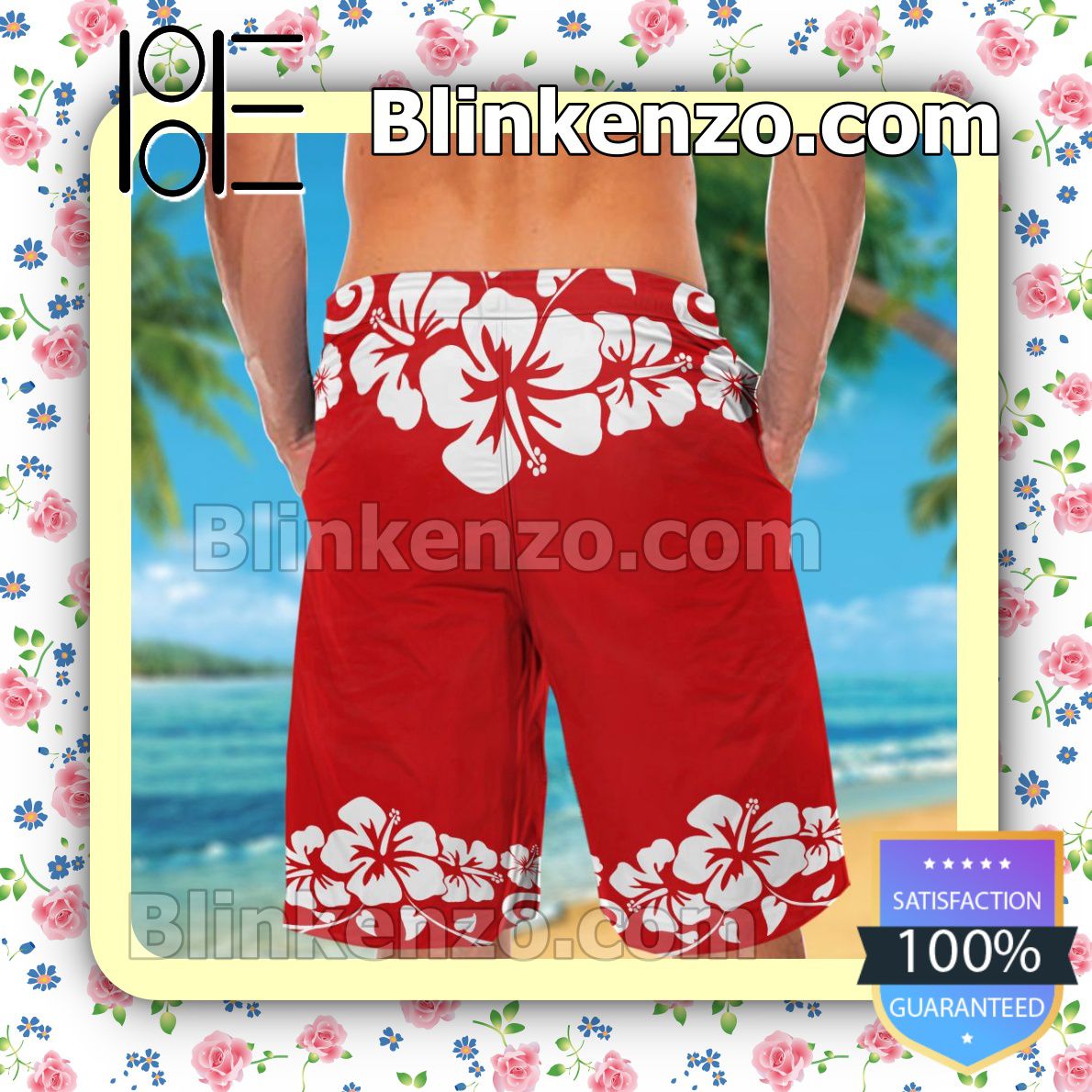 Only For Fan Wisconsin Badgers & Mickey Mouse Mens Shirt, Swim Trunk