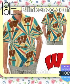 Wisconsin Badgers Retro Vintage Style Mens Shirt, Swim Trunk