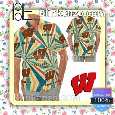 Wisconsin Badgers Retro Vintage Style Mens Shirt, Swim Trunk