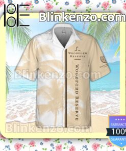 Woodford Reserve Palm Tree White Yellow Summer Hawaiian Shirt a