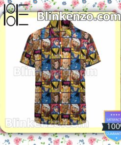 X Men Group Profile Grid Summer Hawaiian Shirt, Mens Shorts