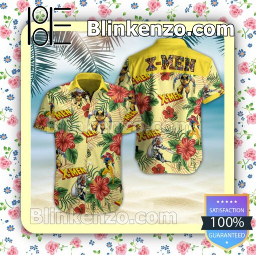 X Men Red Hibiscus Yellow Summer Shirt