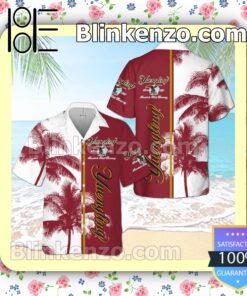 Yeung Ling Palm Tree White Red Summer Hawaiian Shirt