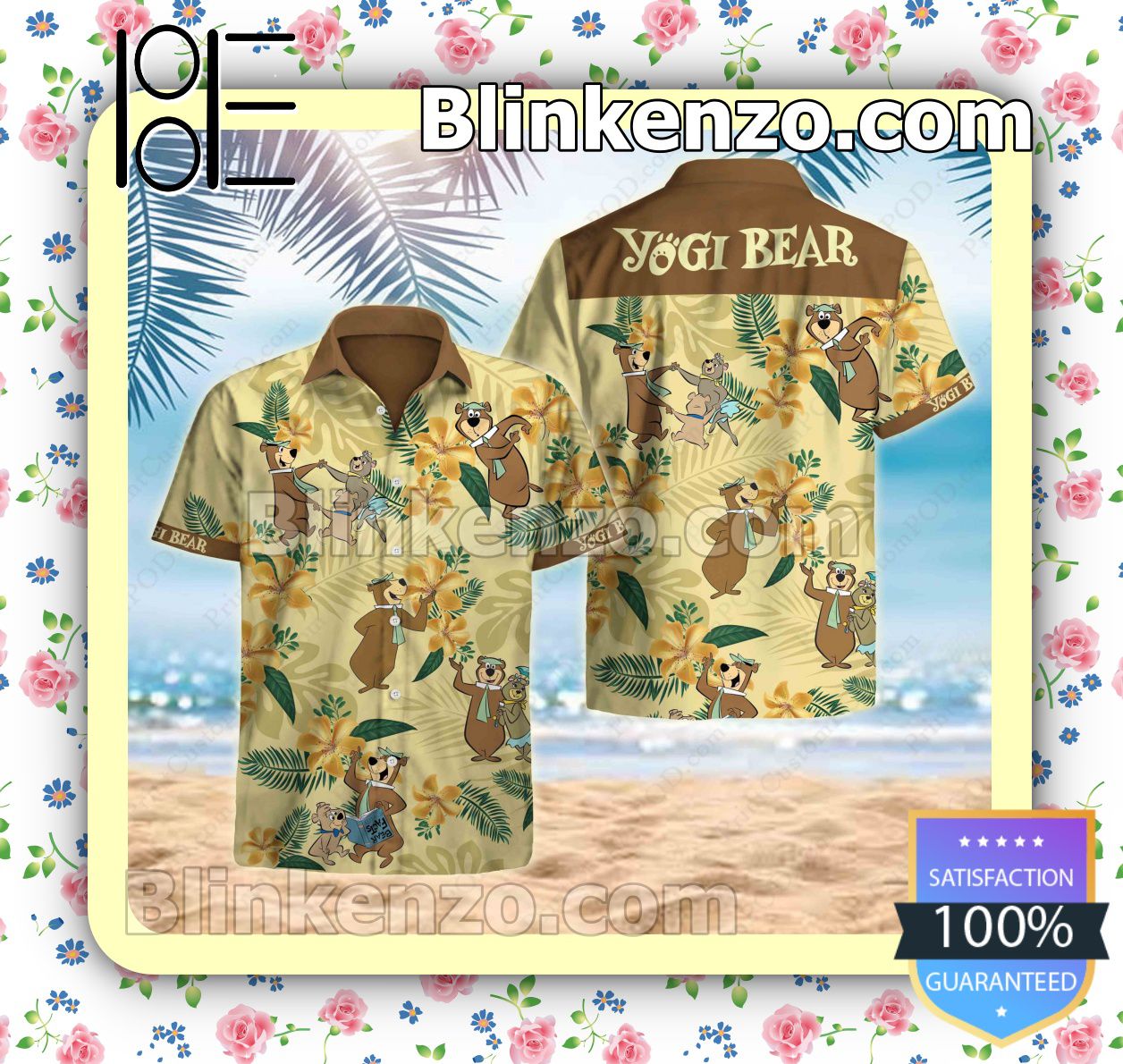 Fast Shipping Yogi Bear Yellow Tropical Flower Summer Shirts
