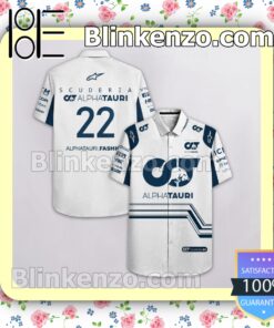 Yuki Tsunoda 22 Scuderia Alphatauri F1 Racing Pirelli Hrc Alpinestars White Summer Hawaiian Shirt