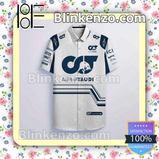 Yuki Tsunoda 22 Scuderia Alphatauri F1 Racing Pirelli Hrc Alpinestars White Summer Hawaiian Shirt a