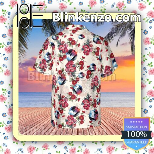ZZ Top Rock Band Logo Floral Pattern White Summer Hawaiian Shirt, Mens Shorts a