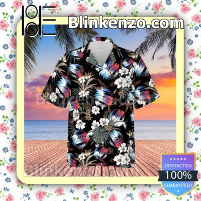 ZZ Top Rock Band Logo Tropical Forest Black Summer Hawaiian Shirt, Mens Shorts