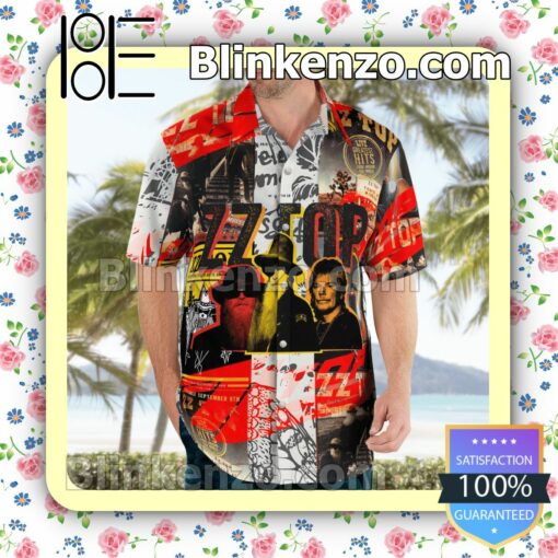 ZZ Top Rock Band  Summer Hawaiian Shirt, Mens Shorts a