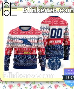 AFL Adelaide Crows Custom Name Number Knit Ugly Christmas Sweater
