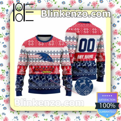 AFL Adelaide Crows Custom Name Number Knit Ugly Christmas Sweater