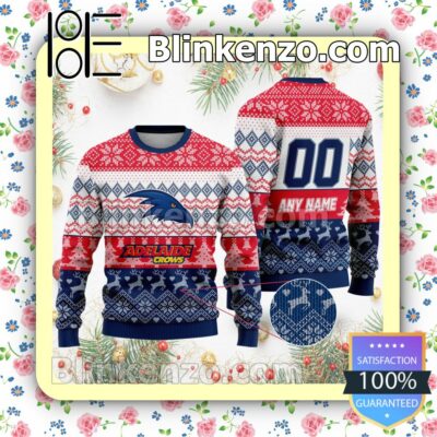 AFL Adelaide Crows Custom Name Number Knit Ugly Christmas Sweater a