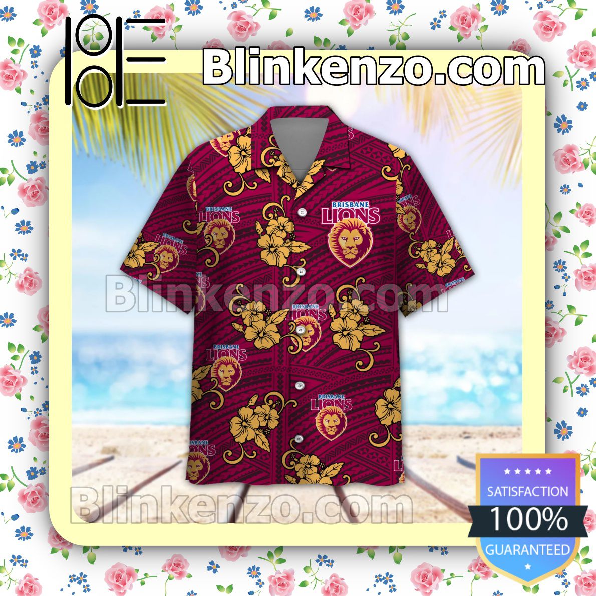 Unisex AFL Brisbane Lions Personalized Summer Beach Shirt