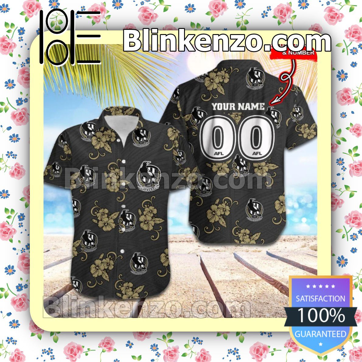 Free AFL Collingwood Magpies Personalized Summer Beach Shirt
