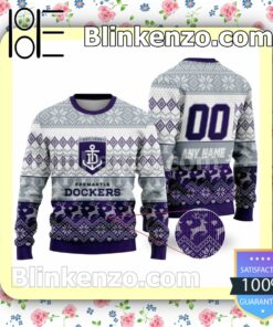 AFL Fremantle Dockers Custom Name Number Knit Ugly Christmas Sweater