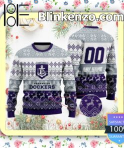 AFL Fremantle Dockers Custom Name Number Knit Ugly Christmas Sweater a
