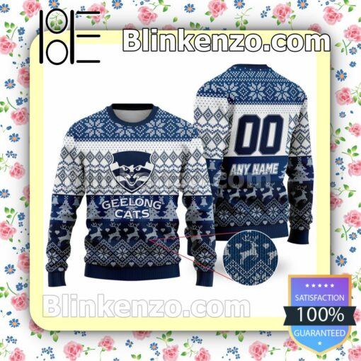 AFL Geelong Cats Custom Name Number Knit Ugly Christmas Sweater