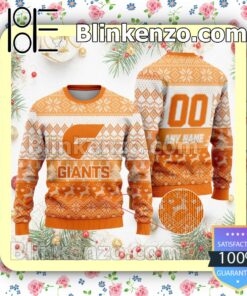 AFL Greater Western Sydney Giants Custom Name Number Knit Ugly Christmas Sweater a