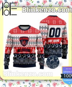 AFL Melbourne Football Club Custom Name Number Knit Ugly Christmas Sweater
