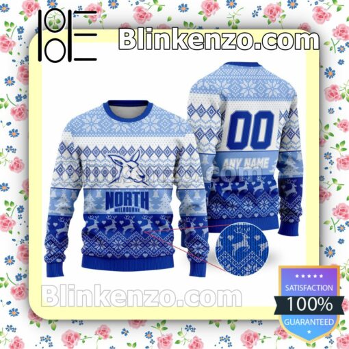 AFL North Melbourne Football Club Custom Name Number Knit Ugly Christmas Sweater