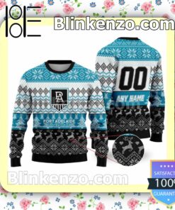 AFL Port Adelaide Football Club Custom Name Number Knit Ugly Christmas Sweater