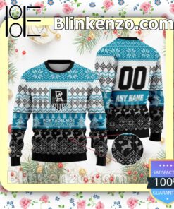 AFL Port Adelaide Football Club Custom Name Number Knit Ugly Christmas Sweater a