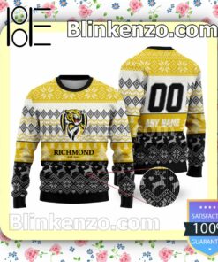 AFL Richmond Tigers Custom Name Number Knit Ugly Christmas Sweater