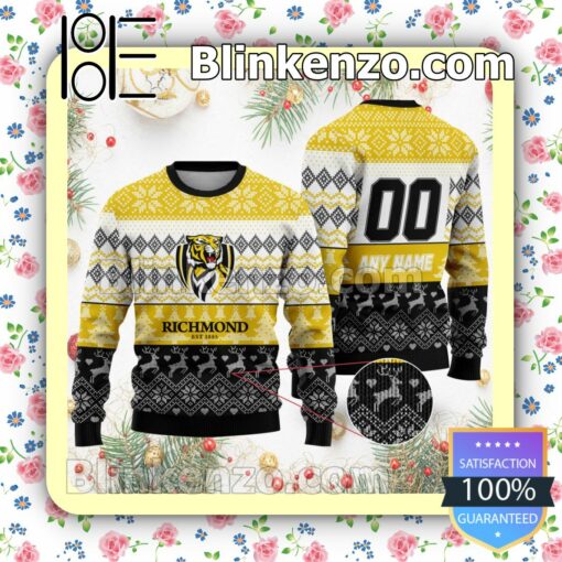 AFL Richmond Tigers Custom Name Number Knit Ugly Christmas Sweater a