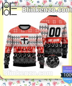 AFL St Kilda Football Club Custom Name Number Knit Ugly Christmas Sweater