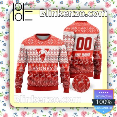 AFL Sydney Swans Custom Name Number Knit Ugly Christmas Sweater