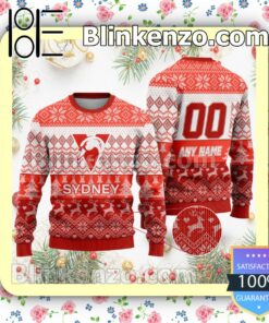 AFL Sydney Swans Custom Name Number Knit Ugly Christmas Sweater a