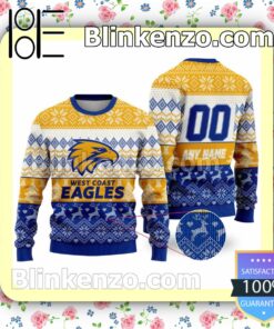 AFL West Coast Eagles Custom Name Number Knit Ugly Christmas Sweater