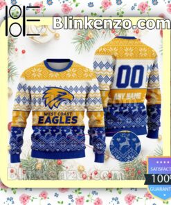 AFL West Coast Eagles Custom Name Number Knit Ugly Christmas Sweater a