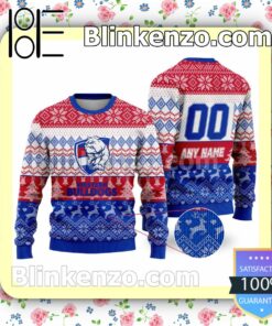 AFL Western Bulldogs Custom Name Number Knit Ugly Christmas Sweater