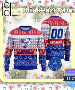 AFL Western Bulldogs Custom Name Number Knit Ugly Christmas Sweater a