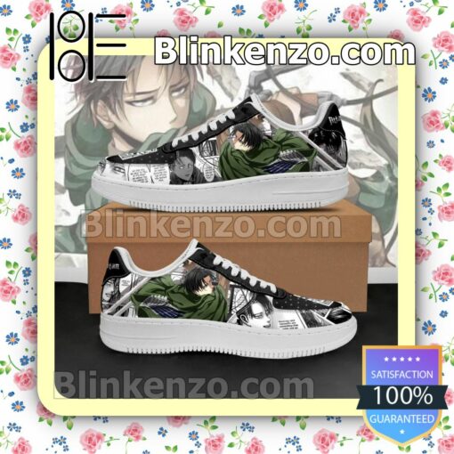 AOT Levi Attack On Titan Anime Mixed Manga Nike Air Force Sneakers