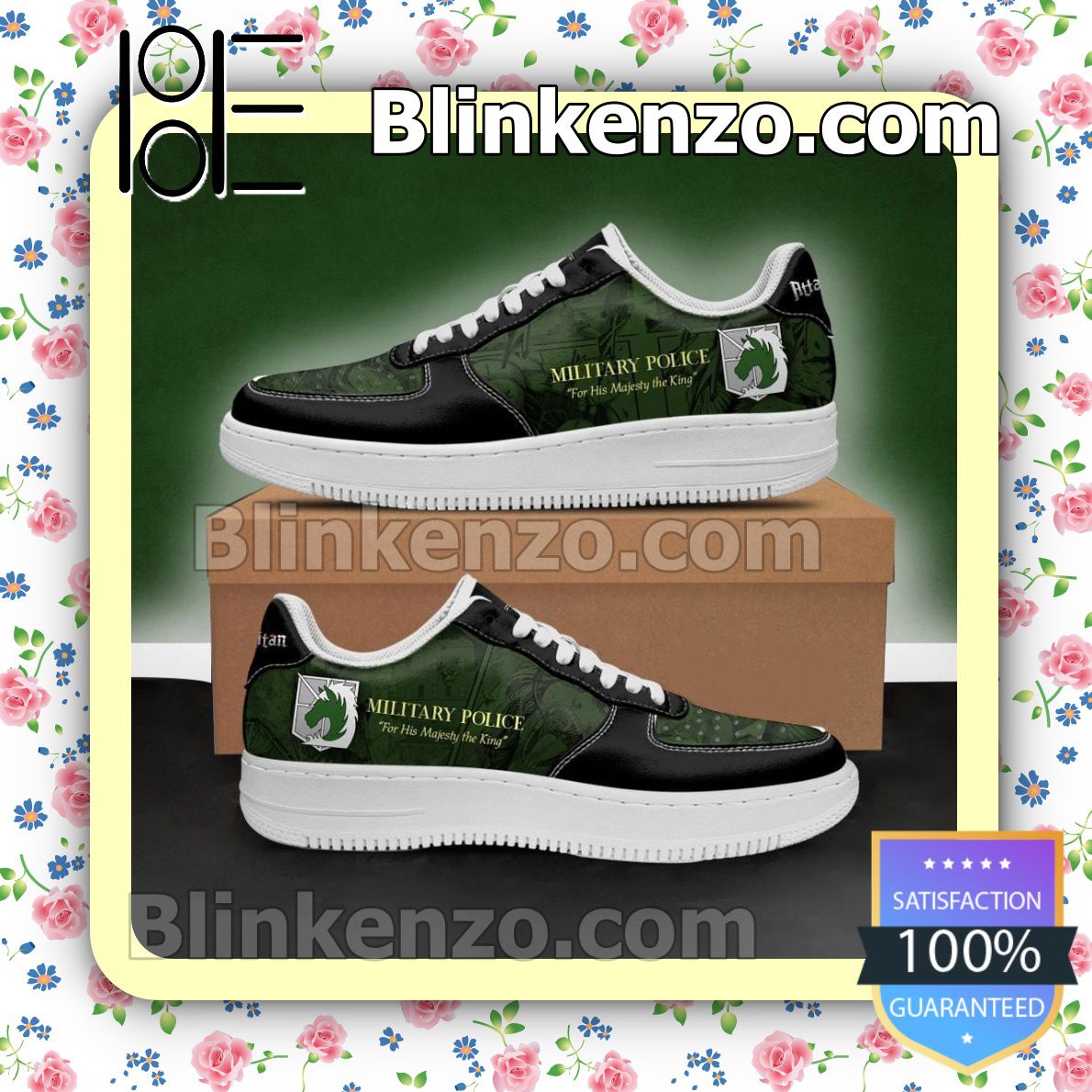 Beautiful AOT Military Slogan Attack On Titan Anime Nike Air Force Sneakers