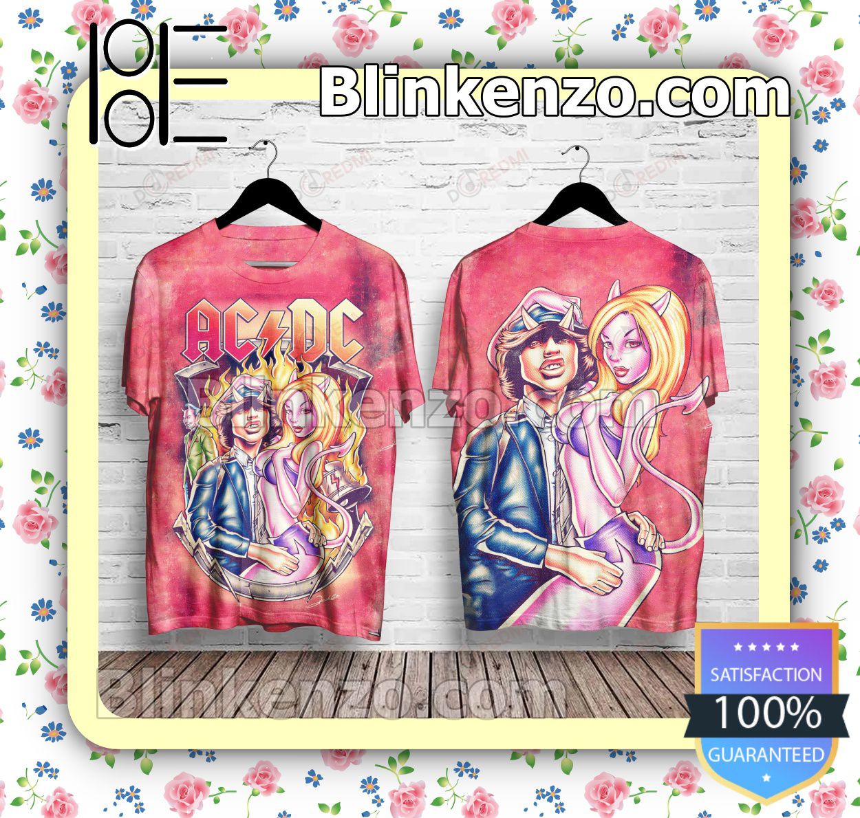 Ac Dc Angus Young Devil Girl Pink Custom T-shirts