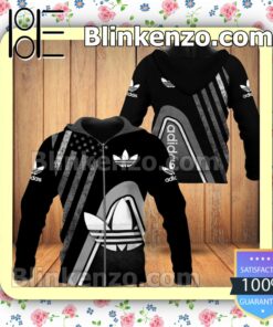 Adidas American Flag Black Full-Zip Hooded Fleece Sweatshirt