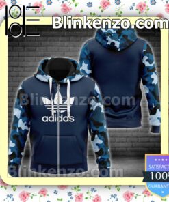 Adidas Camouflage Navy Full-Zip Hooded Fleece Sweatshirt