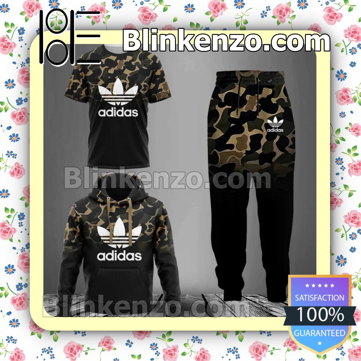 Adidas Half Black Half Camouflage Fleece Hoodie, Pants