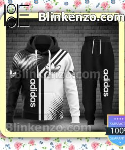 Adidas Halftone Abstract Black And White Circle Fleece Hoodie, Pants