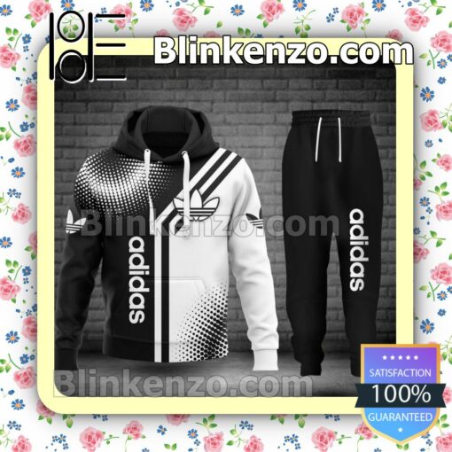 Adidas Halftone Abstract Black And White Circle Fleece Hoodie, Pants