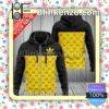 Adidas Linear Graphic Black And Yellow Full-Zip Hooded Fleece Sweatshirt