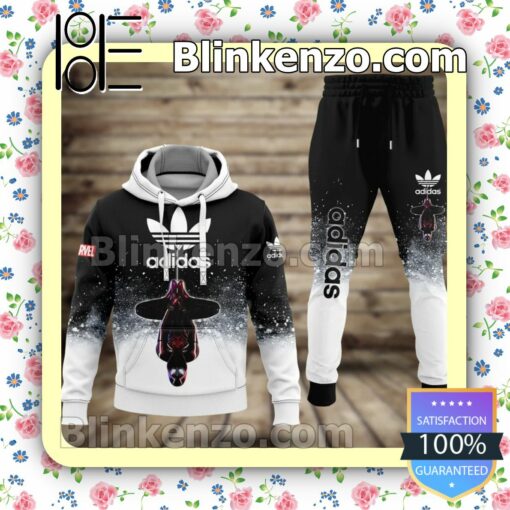 Adidas Marvel Spider Man Black And White Particle Fleece Hoodie, Pants