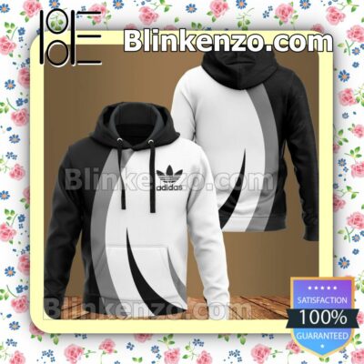 Adidas Mix Three Color White Black And Grey Fleece Hoodie, Pants a