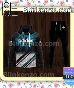 Adidas Sportswear Wave Pattern Blue Light Black Fleece Hoodie, Pants