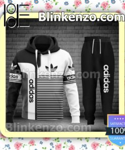 Adidas Stripes Mix White And Black Fleece Hoodie, Pants